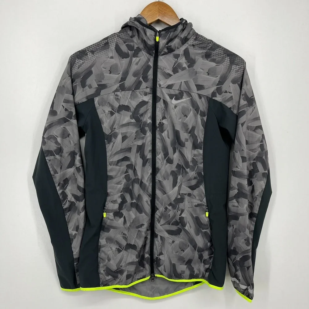 Nike Windbreaker Jacket Women's Size S Gray Running Ful‎ Zip Hooded
